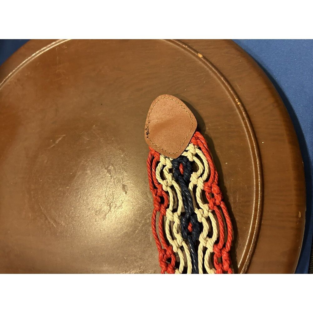 Vintage Braided Leather Accent‎ Belt Size 9 Red White Blue Boho Western Hippie - Picture 9 of 11
